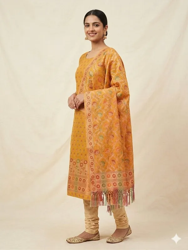 Mustard_Unstitched_Suit_Fabric_|_Cotton_Silk_Dress_Material_with_Thread_Weaving