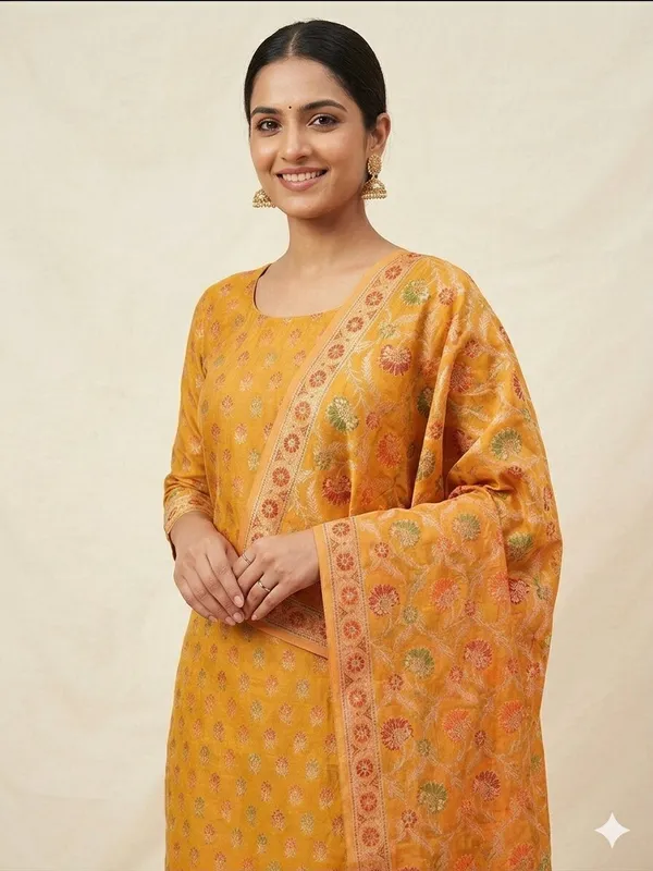 Mustard_Unstitched_Suit_Fabric_|_Cotton_Silk_Dress_Material_with_Thread_Weaving