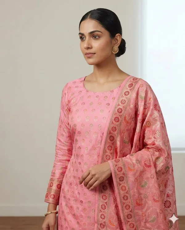 Light_Pink_Unstitched_Suit_Fabric_|_Cotton_Silk_Dress_Material_with_Thread_Weaving
