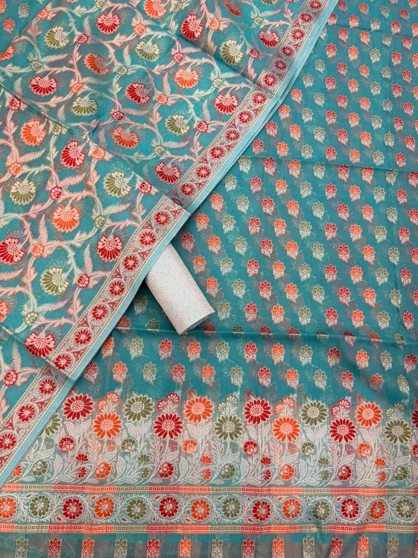 Sea_Green_Unstitched_Suit_Fabric_|_Cotton_Silk_Dress_Material_with_Thread_Weaving