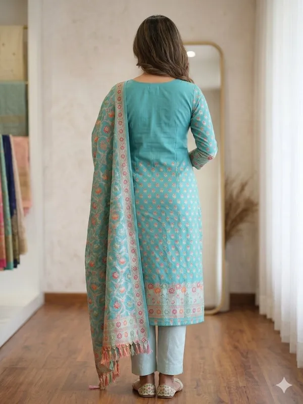 Sea_Green_Unstitched_Suit_Fabric_|_Cotton_Silk_Dress_Material_with_Thread_Weaving