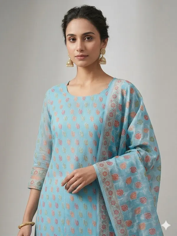 Light_Blue_Unstitched_Suit_Fabric_|_Cotton_Silk_Dress_Material_with_Thread_Weaving