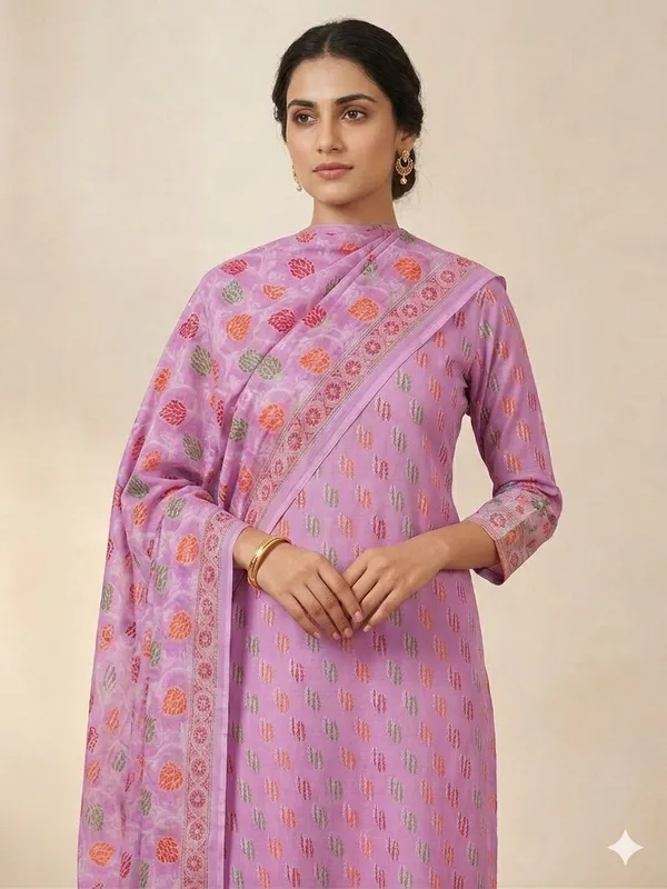 Light_Purple_Unstitched_Suit_Fabric_|_Cotton_Silk_Dress_Material_with_Thread_Weaving