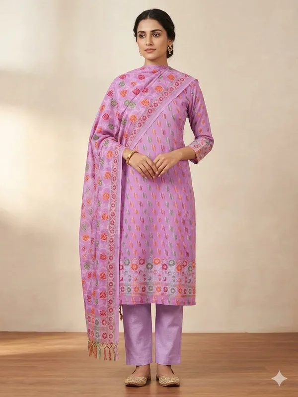 Light_Purple_Unstitched_Suit_Fabric_|_Cotton_Silk_Dress_Material_with_Thread_Weaving