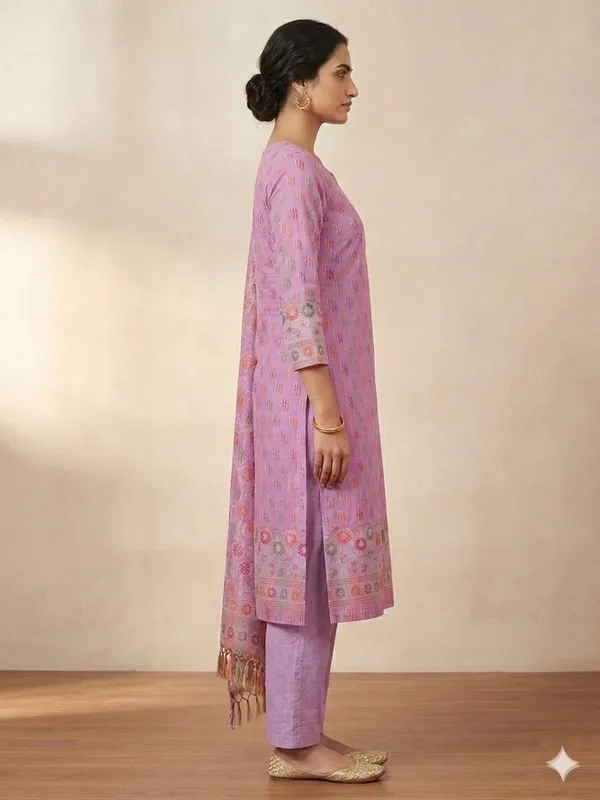 Light_Purple_Unstitched_Suit_Fabric_|_Cotton_Silk_Dress_Material_with_Thread_Weaving