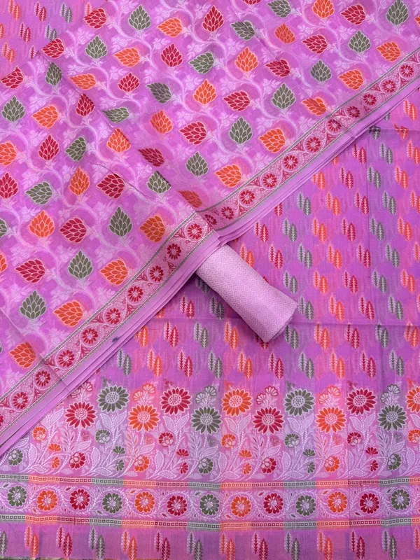 Light_Purple_Unstitched_Suit_Fabric_|_Cotton_Silk_Dress_Material_with_Thread_Weaving