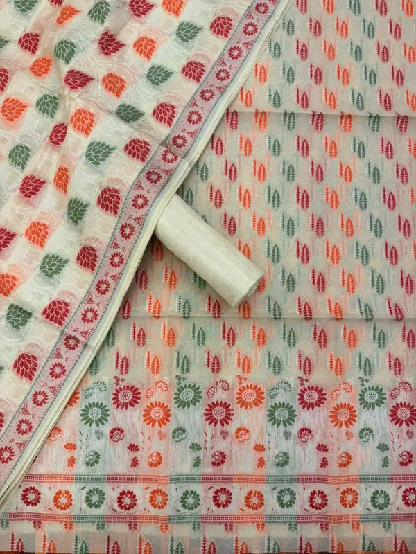 Cream_Unstitched_Suit_Fabric_|_Cotton_Silk_Dress_Material_with_Thread_Weaving