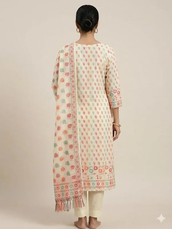 Cream_Unstitched_Suit_Fabric_|_Cotton_Silk_Dress_Material_with_Thread_Weaving