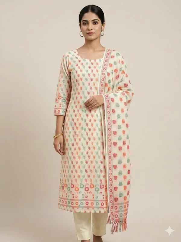 Cream_Unstitched_Suit_Fabric_|_Cotton_Silk_Dress_Material_with_Thread_Weaving