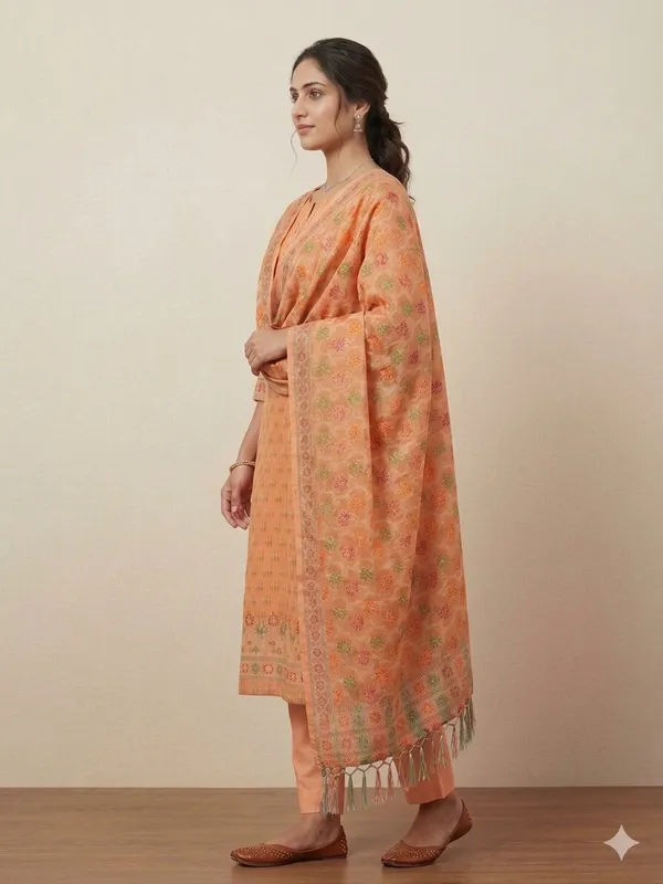Peach_Unstitched_Suit_Fabric_|_Cotton_Silk_Dress_Material_with_Thread_Weaving