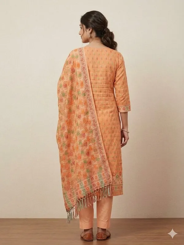 Peach_Unstitched_Suit_Fabric_|_Cotton_Silk_Dress_Material_with_Thread_Weaving