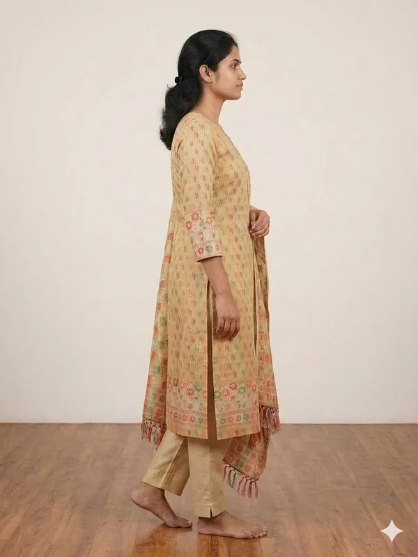 Beige_Unstitched_Suit_Fabric_|_Cotton_Silk_Dress_Material_with_Thread_Weaving