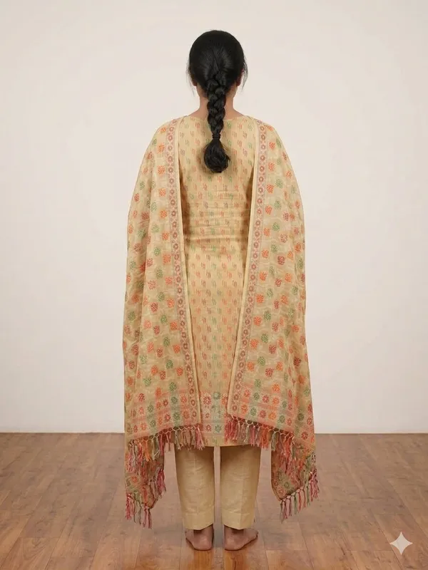 Beige_Unstitched_Suit_Fabric_|_Cotton_Silk_Dress_Material_with_Thread_Weaving