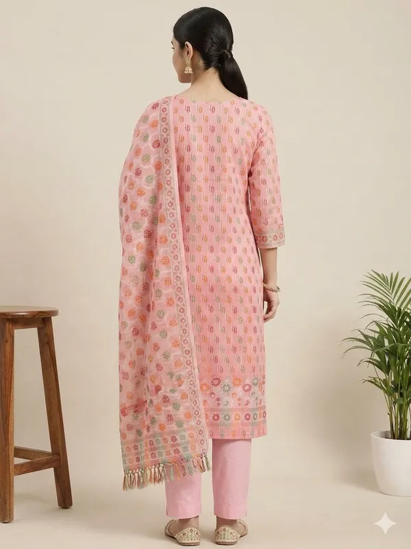 Light_Pink_Unstitched_Suit_Fabric_|_Cotton_Silk_Dress_Material_with_Thread_Weaving