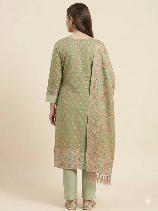 Green_Unstitched_Suit_Fabric_|_Cotton_Silk_Dress_Material_with_Thread_Weaving