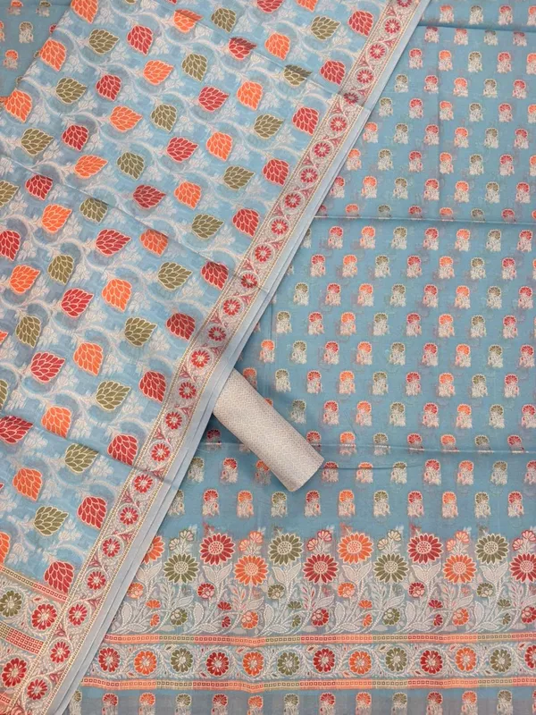Light_Blue_Unstitched_Suit_Fabric_|_Cotton_Silk_Dress_Material_with_Thread_Weaving