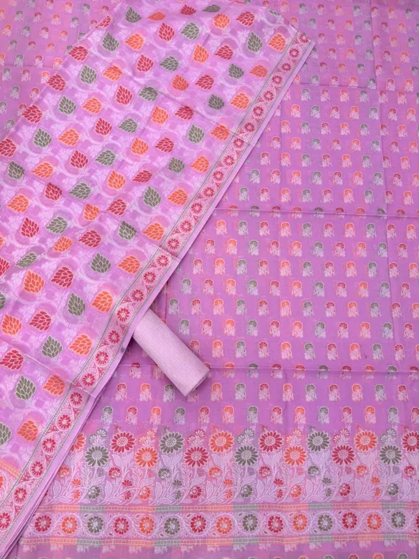 Light_Purple_Unstitched_Suit_Fabric_|_Cotton_Silk_Dress_Material_with_Thread_Weaving