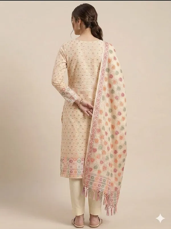 Cream_Unstitched_Suit_Fabric_|_Cotton_Silk_Dress_Material_with_Thread_Weaving