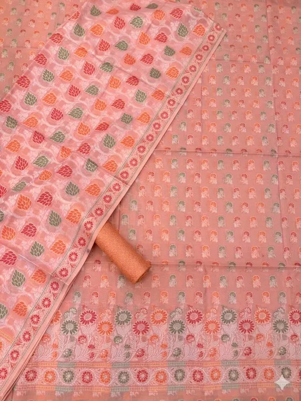 Peach_Unstitched_Suit_Fabric_|_Cotton_Silk_Dress_Material_with_Thread_Weaving