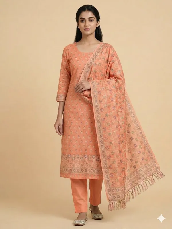 Peach_Unstitched_Suit_Fabric_|_Cotton_Silk_Dress_Material_with_Thread_Weaving