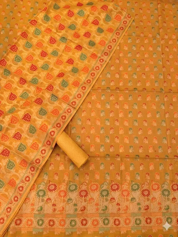Mustard_Unstitched_Suit_Fabric_|_Cotton_Silk_Dress_Material_with_Thread_Weaving