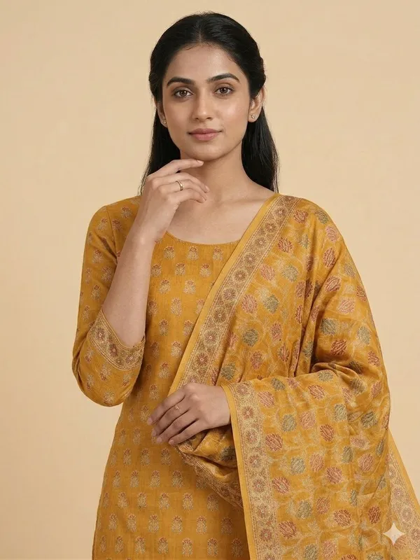 Mustard_Unstitched_Suit_Fabric_|_Cotton_Silk_Dress_Material_with_Thread_Weaving