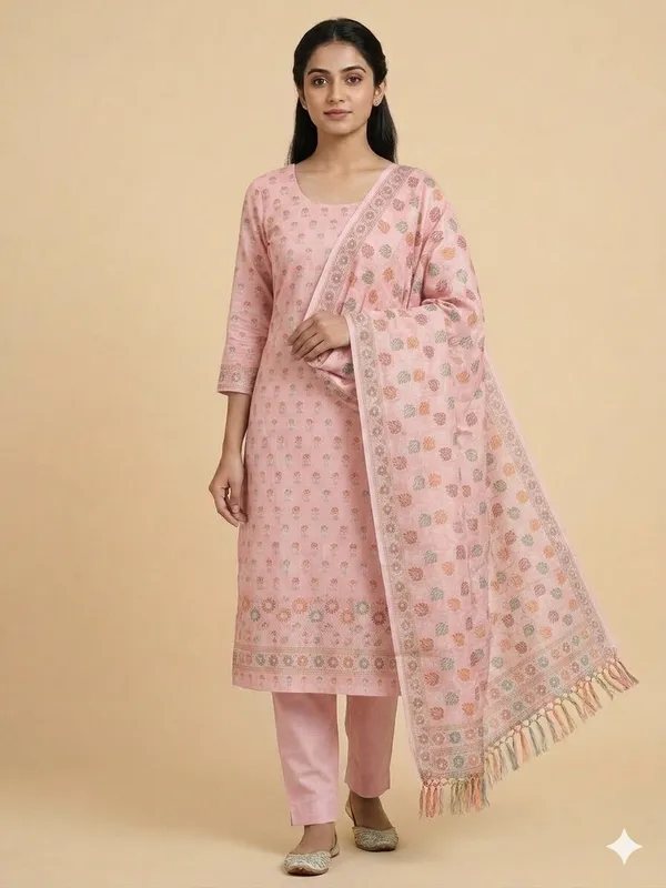 Light_Pink_Unstitched_Suit_Fabric_|_Cotton_Silk_Dress_Material_with_Thread_Weaving