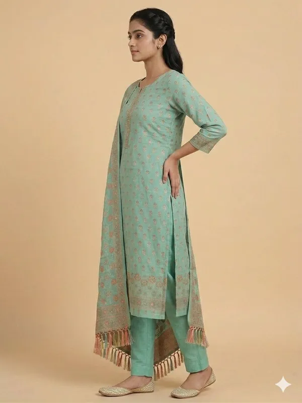 Sea_Green_Unstitched_Suit_Fabric_|_Cotton_Silk_Dress_Material_with_Thread_Weaving