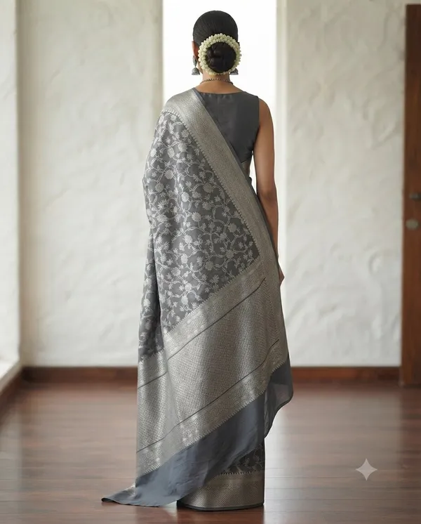 Grey_Banarasi_Zari_Jaal_Work_Silk_Saree_with_Heavy_Aachal