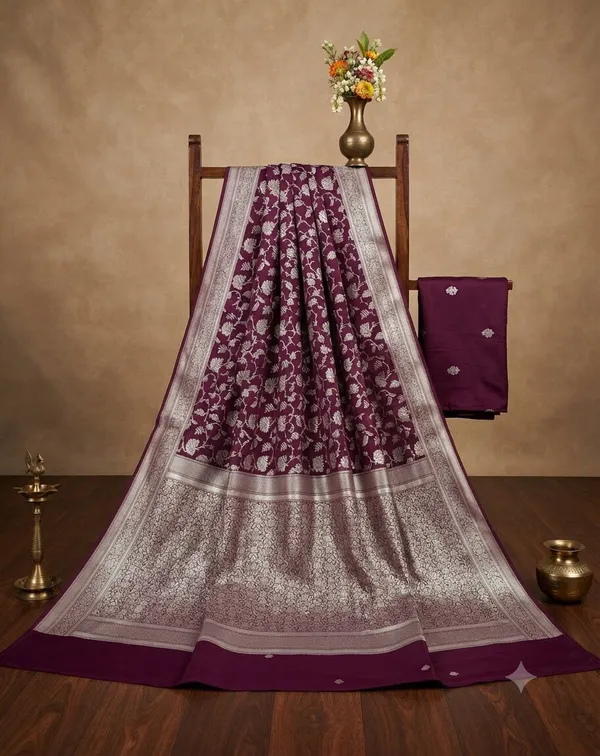 Purple_Banarasi_Zari_Jaal_Work_Silk_Saree_with_Heavy_Aachal