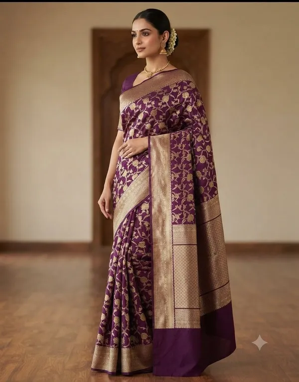 Purple_Banarasi_Zari_Jaal_Work_Silk_Saree_with_Heavy_Aachal