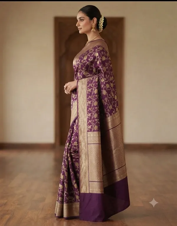 Purple_Banarasi_Zari_Jaal_Work_Silk_Saree_with_Heavy_Aachal