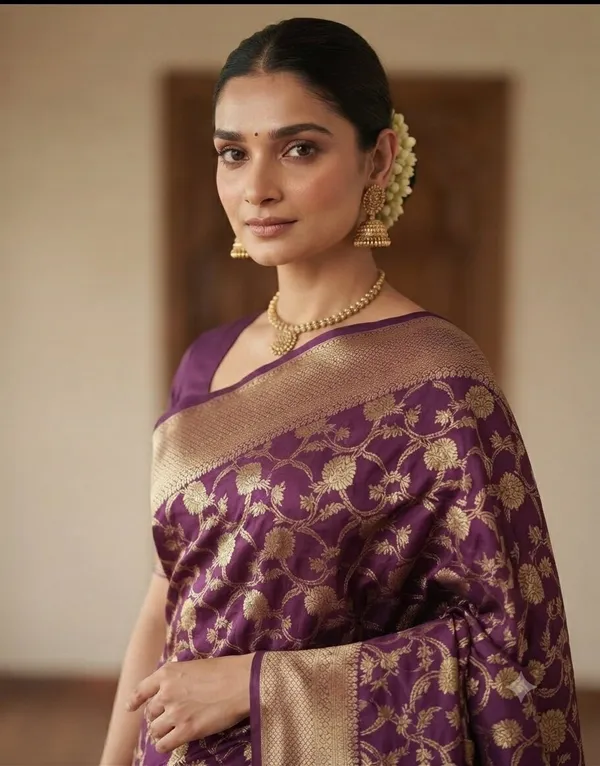 Purple_Banarasi_Zari_Jaal_Work_Silk_Saree_with_Heavy_Aachal