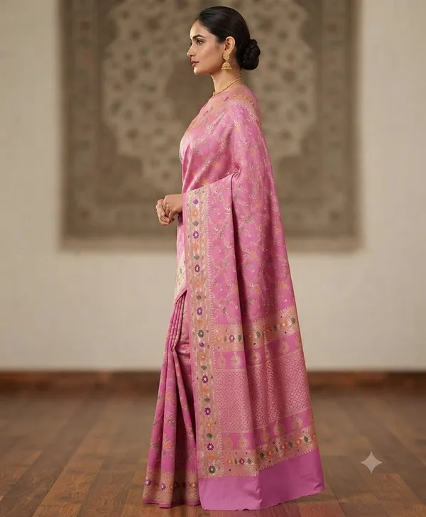 Light_Pink__Banarasi_Meena_Work_Silk_Saree_with_Heavy_Aachal