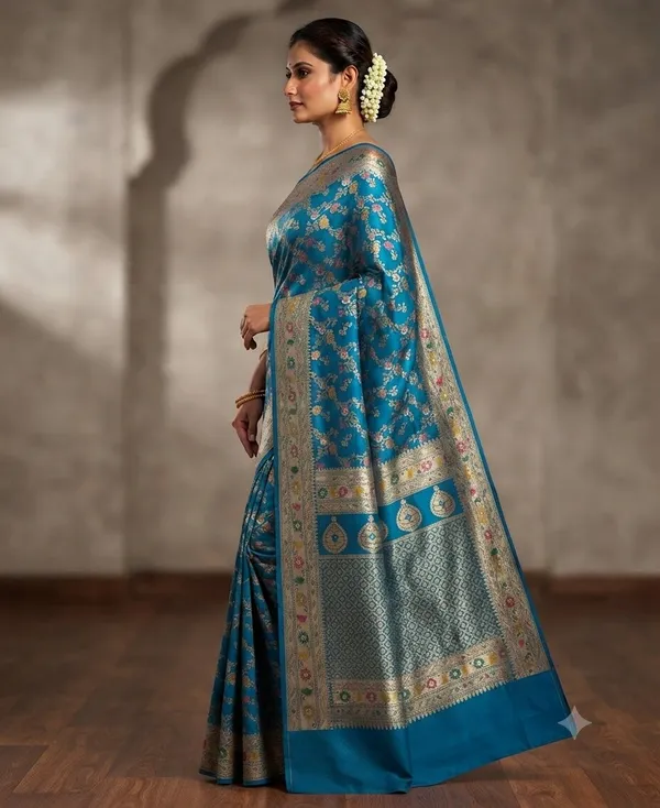Peacock_Blue_Banarasi_Meena_Work_Silk_Saree_with_Heavy_Aachal