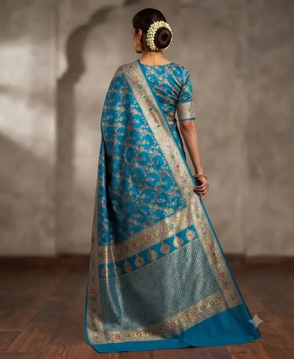 Peacock_Blue_Banarasi_Meena_Work_Silk_Saree_with_Heavy_Aachal