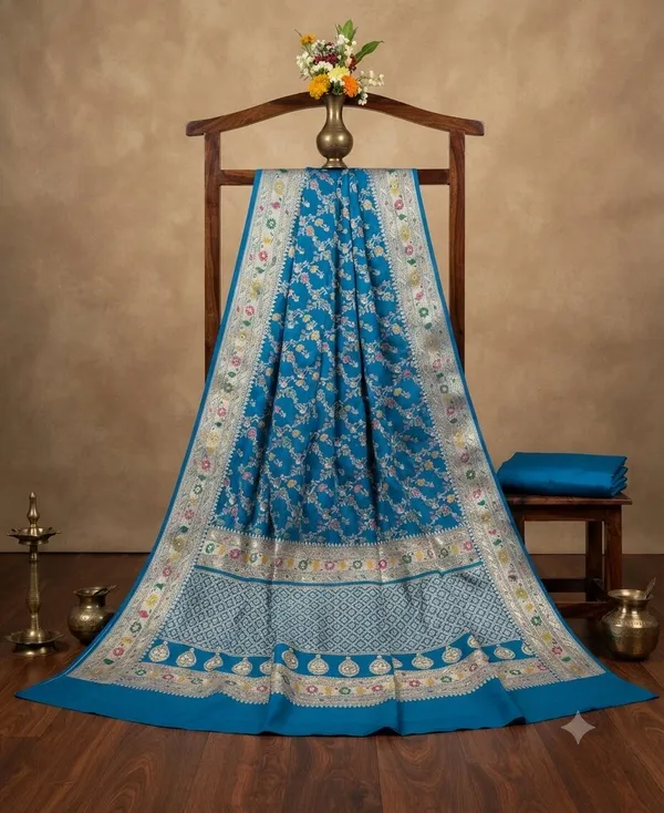 Peacock_Blue_Banarasi_Meena_Work_Silk_Saree_with_Heavy_Aachal