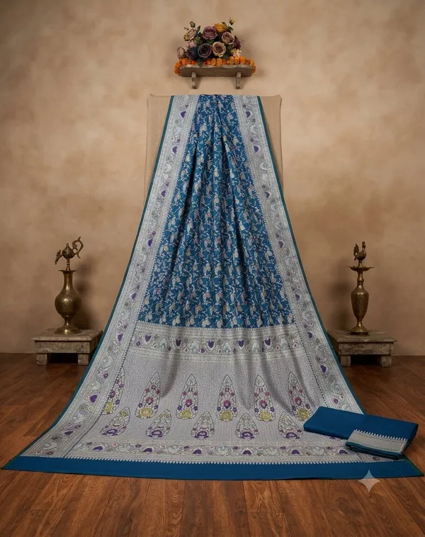 Blue_Banarasi_Meena_Work_Silk_Saree_with_Heavy_Aachal