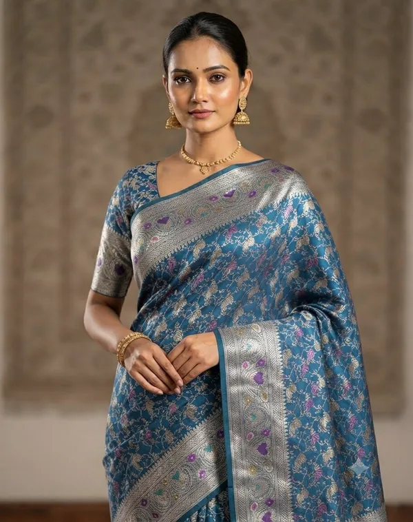 Blue_Banarasi_Meena_Work_Silk_Saree_with_Heavy_Aachal