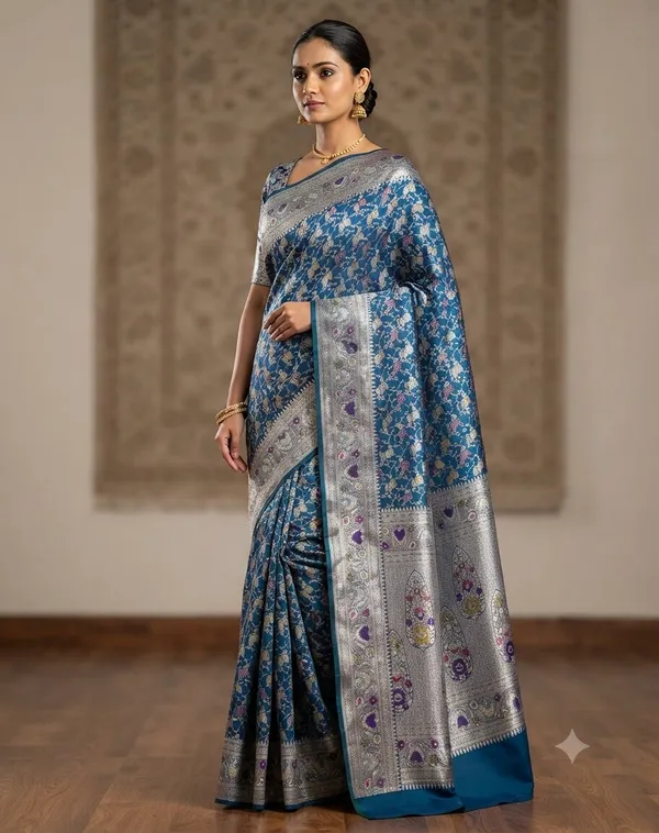 Blue_Banarasi_Meena_Work_Silk_Saree_with_Heavy_Aachal