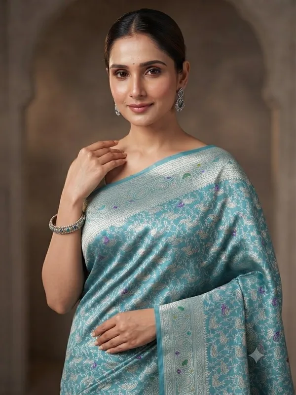 Light_Blue_Banarasi_Meena_Work_Silk_Saree_with_Heavy_Aachal