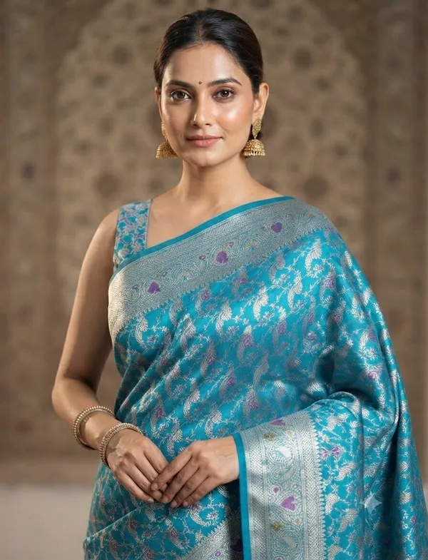 Sea_Green_Banarasi_Meena_Work_Silk_Saree_with_Heavy_Aachal