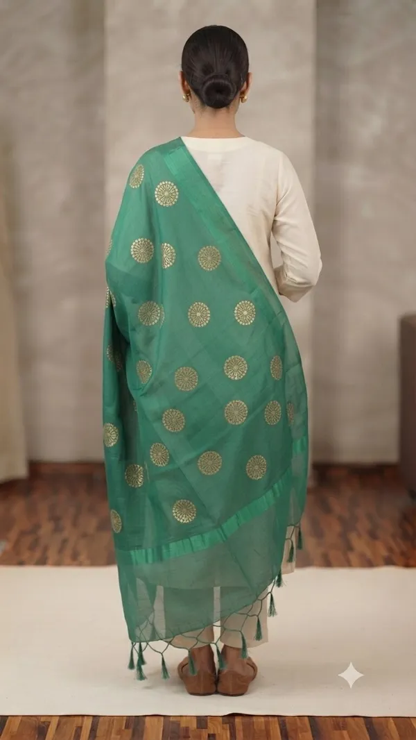 Green_Banarasi_Organza_Hand-Woven_Zari_Work_Dupatta_for_Women_|_Lightweight_Traditional_Ethnic_Dupatta
