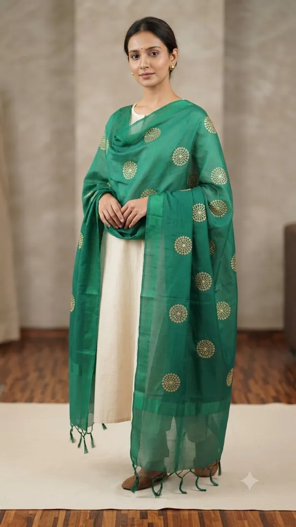 Green_Banarasi_Organza_Hand-Woven_Zari_Work_Dupatta_for_Women_|_Lightweight_Traditional_Ethnic_Dupatta