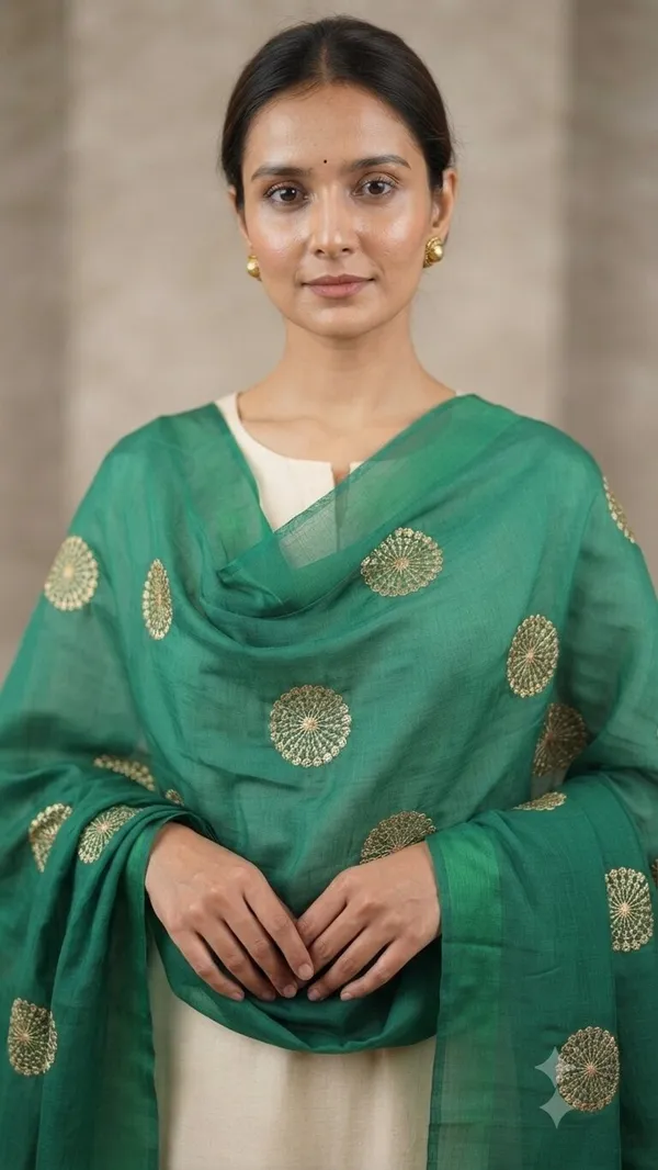 Green_Banarasi_Organza_Hand-Woven_Zari_Work_Dupatta_for_Women_|_Lightweight_Traditional_Ethnic_Dupatta