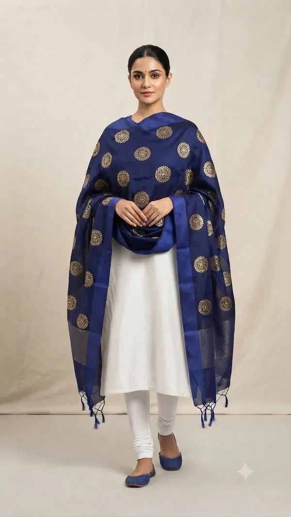 Navy_Blue_Banarasi_Organza_Hand-Woven_Zari_Work_Dupatta_for_Women_|_Lightweight_Traditional_Ethnic_Dupatta
