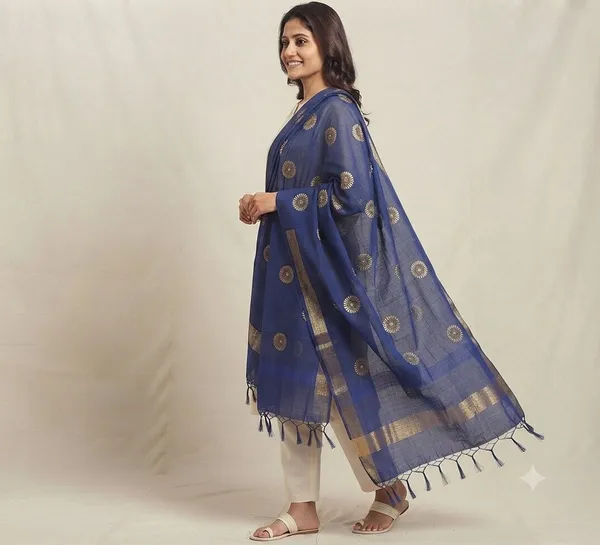 Navy_Blue_Banarasi_Organza_Hand-Woven_Zari_Work_Dupatta_for_Women_|_Lightweight_Traditional_Ethnic_Dupatta