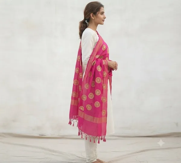 Rani_Pink_Banarasi_Organza_Hand-Woven_Zari_Work_Dupatta_for_Women_|_Lightweight_Traditional_Ethnic_Dupatta