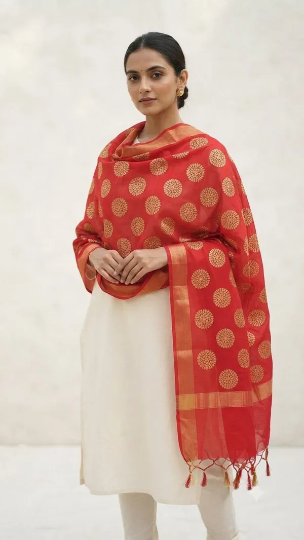 Red_Banarasi_Organza_Hand-Woven_Zari_Work_Dupatta_for_Women_|_Lightweight_Traditional_Ethnic_Dupatta