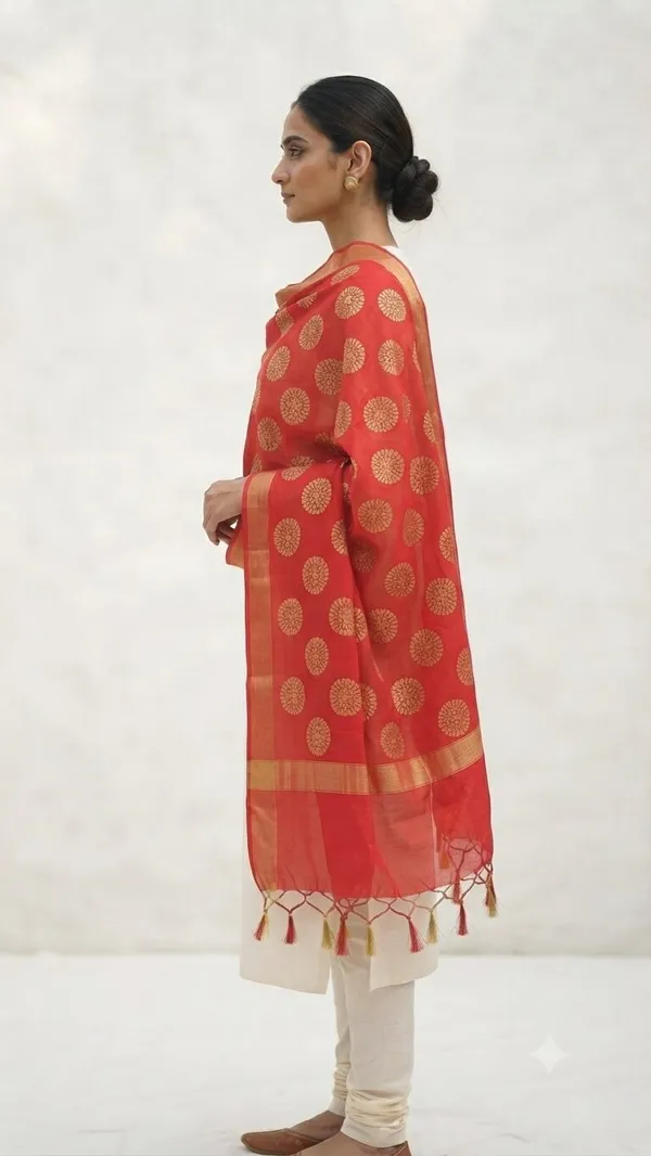 Red_Banarasi_Organza_Hand-Woven_Zari_Work_Dupatta_for_Women_|_Lightweight_Traditional_Ethnic_Dupatta
